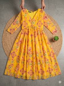 Robe longue en mousseline Alfino au design unique pour femmes et jeunes filles, idéale pour les voyages et les sorties décontractées – Nouvelle collection en promotion - Product Image 2