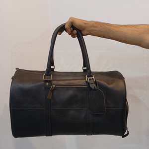 Bolsa de Viaje de Cuero Genuino Negro Premium para Hombre - Bolsa de Gimnasio de Gran Capacidad para Fin de Semana - Product Image 5