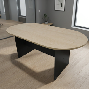 Oval Conference <b>Table</b> Chipboard Melamine Modern Metal Legs Stable <b>Office</b> Furniture Commercial Hotel Use Convertible Extendable - Product Image 3