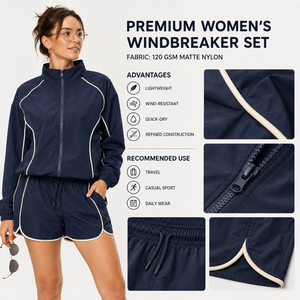 Ensemble short et coupe-vent pour femme sur mesure, en tissu Ripstop, résistant à l'eau, léger, avec logo personnalisé, fabricant OEM - Product Image 6