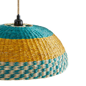 โคมไฟระย้าทรงกลมหลากสีสันที่ถักจากหญ้าทะเล เหมาะสำหรับตกแต่งห้องนั่งเล่นและโต๊ะอาหาร - Product Image 2