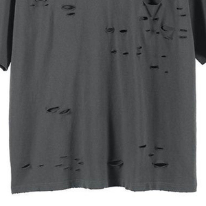 T-shirts tendance unis et déchirés, 100 % coton, légers, style streetwear, impression de logo personnalisée, t-shirt déchiré - Product Image 3