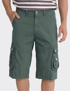 T-shirt rayé pour homme avec short cargo en toile 100 % coton, taille mi-haute élastique, respirant, style décontracté, longueur Bermuda - Product Image 2
