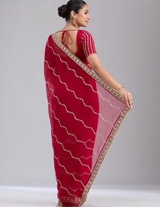 Sari de Georgette con Lentejuelas para Mujer KV con Blusa sin Coser - Product Image 2