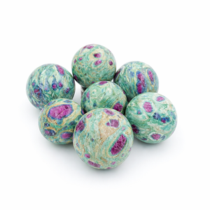 Esfera de Fuchsite con Rubí Natural, Bola de Cristal, Piedra Curativa para Reiki, Meditación, Decoración Energética, Hecha a Mano, Chakralume, India, Venta al Por Mayor - Product Image 1