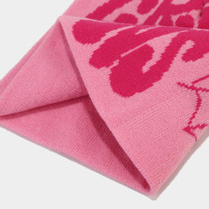 Bonnet en tricot jacquard personnalisé unisexe style urbain adulte 56-58CM gris rose motif lettres - Product Image 4