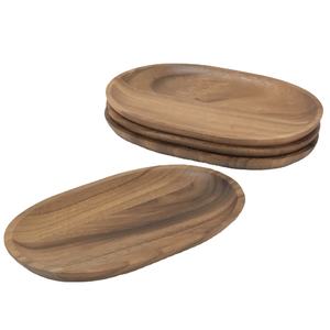 Bandeja de madera de Acacia hecha a mano para restaurante, artículo de vajilla de primera calidad con forma ovalada - Product Image 1