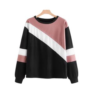 Sudadera con capucha con cordón y manga raglán de bolsillo canguro con bloqueo de Color personalizado de algodón de calidad de fábrica para mujer - Product Image 1