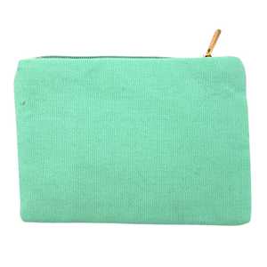 Handmade Beaded Lightweight <b>Square</b> Beach Purse Mint Green Cotton Zipper Pouch Flower Theme - Product Image 2