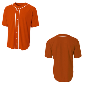 Maillot de baseball à manches courtes pour homme, entièrement boutonné, orange, style personnalisé, dernier modèle, maillot de baseball coloré personnalisé - Product Image 2