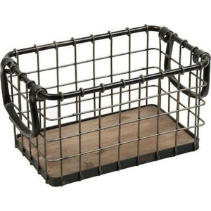 Vintage Black Metal Wire Food Storage <b>Basket</b> With Natural Wooden Handle Iron Mesh Organizer For Kitchen Pantry Fruit Vegetable - Product Image 1