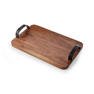 <b>Large</b> Acacia Wood Serving <b>Tray</b> Wholesales Farmhouse Wooden Food Serving <b>Tray</b> With Metal Handles - Product Image 4