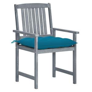Ensemble de 4 chaises de patio durables en bois d'acacia massif, gris standard, mobilier de jardin - Product Image 2