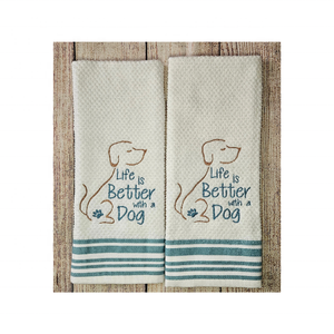 สไตล์พื้นที่ของคุณ100% ชีวิตผ้าฝ้ายจะดีกว่าด้วยผ้าปักลายสุนัขรีไซเคิลได้18X28น้ำหนักเบาแห้งเร็วและยั่งยืน kitchentowel - Product Image 1