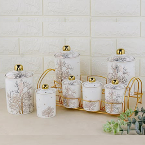 Couvercles dorés pour contenants à bonbons, ensemble de pots de cuisine de luxe, bocaux de conservation alimentaire en verre avec métal - Product Image 5