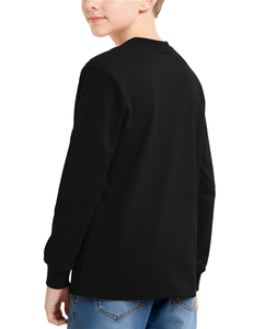 Camisetas Escolares de Manga Larga para Niños, Color Negro, Algodón y Elastano, Estilo Básico, Tejido de Punto - Product Image 2