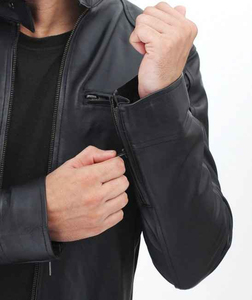 Chaqueta de Motociclista de Piel de Oveja para Hombre, Diseño Casual, Color Negro, Cuero Genuino, Temporada de Invierno, Nurak 2025, Personalizada - Product Image 4