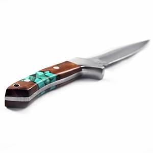 Cuchillo Bowie Hecho a Mano con Mango de Palisandro y Funda de Cuero, Hoja de Acero al Carbono de Espiga Completa, Cuchillo Táctico Personalizado OEM para Caza y Camping - Product Image 4