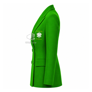 Blazer croisé vert brodé à revers pointus pour femme Chi Eta Phi Sorority – Veste de costume ajustée pour le bureau et les occasions formelles - Product Image 3