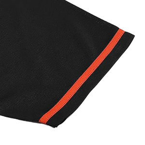 Sleek Black Breathable Performance Baseball Jersey Short Sleeve Blank Sportswear <b>Tops</b> for Unisex Adult Bold <b>Red</b> Pinstripe Trims - Product Image 4
