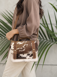 Sac bandoulière en cuir de vachette, style bohème, avec poils, élégant et polyvalent pour femme – Grande vente - Product Image 2