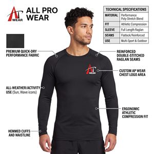 Camiseta de Compresión Negra de Manga Larga de Secado Rápido para Hombre - Product Image 5