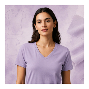 T-shirt en coton uni à col en V pour femme, qualité export, 140g, style décontracté chic, personnalisable OEM, marque privée, vente en gros - Product Image 3