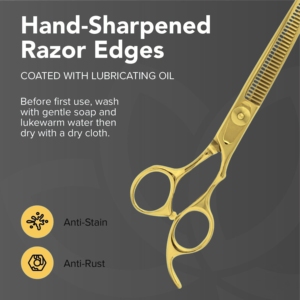 Tijeras de Peluquería de Lujo de Acero Inoxidable Chapadas en Oro de 24K de Calidad Premium, Afiladas, de Grado Profesional, con Mango Largo de 6.5 Pulgadas - Product Image 3