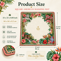 Tapis de Mahjong Américain Luxe Jungle Tropicale Singe Léopard 33 Pouces Personnalisé Néoprène Pliable Antidérapant Carré pour Divertissement et Poker