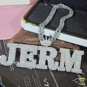 Custom Hip Hop Name Pendant Necklace Luxury Moissanite Diamond Cuban Link Chain Jewelry - Product Image 2