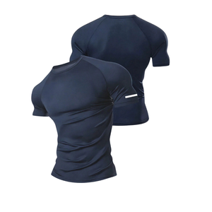<b>Mens</b> <b>Compression</b> T-Shirt Short Sleeve Rash Guard Breathable Fitness Training MMA BJJ Workout <b>Top</b> 200 Grams Solid Knitted - Product Image 1