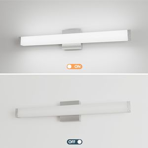 25-Inch 14W 6000K Cool White LED <b>Vanity</b> <b>Light</b> Brushed Nickel Square Wall Bar Lighting Fixtures with <b>Mirror</b> for Bathroom - Product Image 5