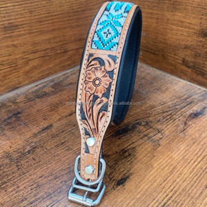 Collar de perro de cuero mecanizado a mano occidental, collares para mascotas con Calavera, producto a granel al por mayor, Collar suave y duradero - Product Image 2