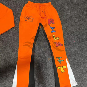 <b>Wholesale</b> Men's Splash Wide Legged <b>Sweatpants</b> Custom Logo New <b>Flared</b> Pants Vintage Mens Casual 100% Cotton Terry Mid Elastic - Product Image 1