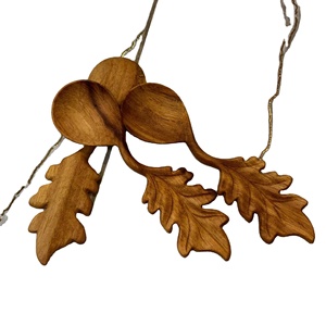 Vietnam Carved Scoop Leaf Wooden <b>Spoon</b> Solid Wood Material for Salt Spice Tea <b>Coffee</b> Serving Kitchen Cooking Tool - Product Image 1