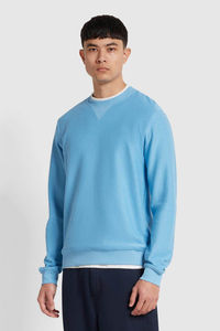 Sweat-shirt pour homme en twill Galli bleu, de haute qualité, durable, à col rond, surdimensionné, en coton mélangé, personnalisable, vente en gros - Product Image 4
