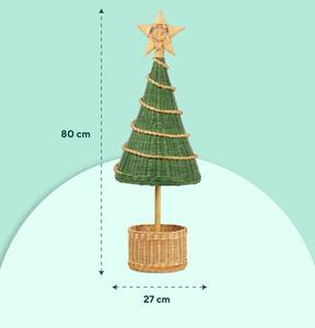Rattan Decorate <b>Christmas</b> <b>Tree</b> With Star Topper And Round Basket Base Eco Friendly Woven Holiday <b>Tabletop</b> - Product Image 4