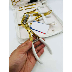 Kit de pinces professionnelles pour extensions de cheveux en micro-perles plaquées or en acier inoxydable avec logo personnalisé, outil professionnel pour extensions de cheveux à bandes adhésives - Product Image 4