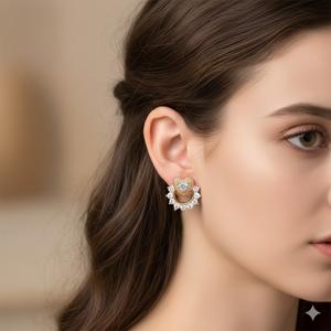 Pendientes de Oro de 14K con Forma de Corazón de Inspiración Vintage, con Círculo de Diamantes Redondos, Regalo de Boda Delicado, Pendientes de Diamantes Cultivados en Laboratorio, Regalo para Mujer - Product Image 2