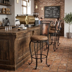 Sillas de Bar de Hierro Forjado Personalizadas al por Mayor, Sillas Altas de Metal Comerciales para Jardín, Balcón, con Cojín Crema, Estilo Transicional - Product Image 4