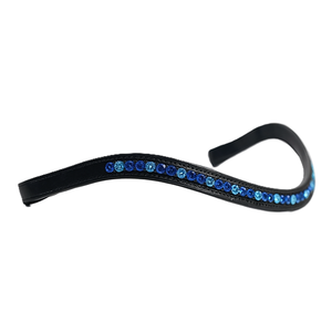 Diadema de cuero acolchada negra con cristales multicolor incrustados Mega Bling para caballo - Product Image 5