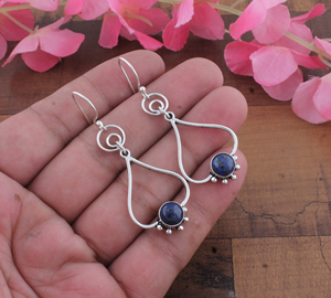 Boucles d'oreilles pendantes en lapis-lazuli naturel taillé en poire, argent sterling 925, qualité AAA, luxe, pierres précieuses certifiées, cadeau de fiançailles pour femme - Product Image 3