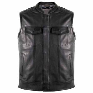 High Quality Men's Genuine Leather <b>Vest</b> Winter Use Sleeveless Leather <b>Vests</b> Custom <b>Slim</b> Waistcoats Casual Outerwear Breathable - Product Image 1