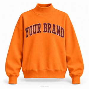 Sweat-shirt surdimensionné à col montant orange personnalisé pour femme, avec appliqué plat et logo brodé, 32 couleurs, tailles XS-3XL - Product Image 1