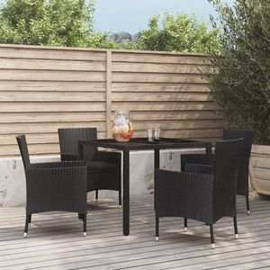 Set da Pranzo da Esterno in Rattan Nero per 4 Persone, Resistente alle Intemperie, Arredamento da Giardino dal Design Contemporaneo con Struttura in Metallo - Product Image 1