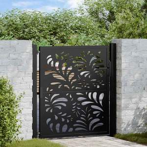 Puerta de Jardín de Acero Negro con Diseño de Ondas, 39.4x39.4 Pulgadas, Categoría de Productos de Cercas y Portones - Product Image 1