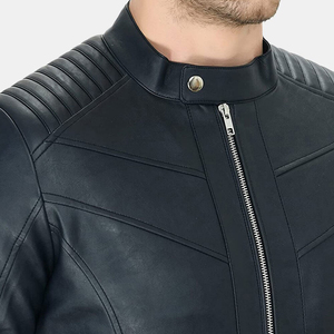 Veste en cuir de qualité supérieure pour hommes, 100% cuir véritable, cuir souple, tissu en toile, logo sur le devant, vestes pour hommes - Product Image 5