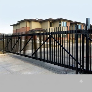 Traditional-style double wrought iron gate – Rust-resistant powder-coated finish, easy to assemble – Designed for outdoor use. - Product Image 3