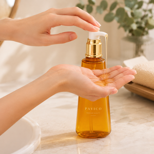 Luxury Tapered PET 100ml Amber Cosmetic Pump Bottle With Gold Pump For Serum Cleansing Oil Skincare Vietnam Factory Manufacture - Product Image 3