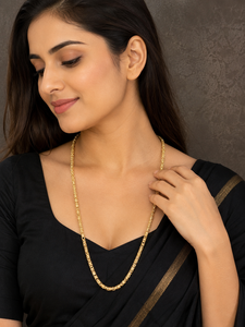 Gold Plated Long <b>Chain</b> Necklace for Men and Women Classic Unisex Fashion Jewelry - Product Image 1